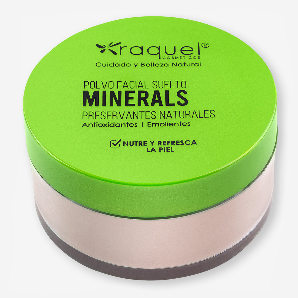 Polvo Suelto traslúcido Mate Minerals con avena y Trigo Raquel